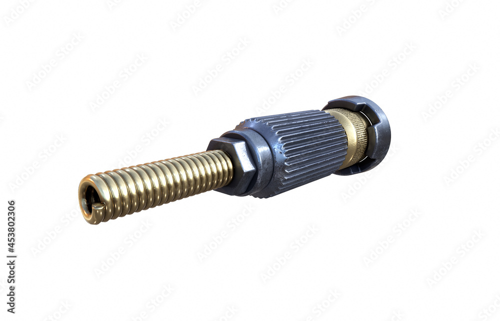 Spare parts spark plugs on white background for car and motorcycle. New auto parts spark plug. 3D rendering Spare parts spark plugs on white background for car and motorcycle. New auto parts spark plug. 3D rendering