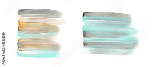 Acrylic paint stroke. Colorful, gold and silver paint. Grunge background. Acrylic pastel colors, golden, silver paint splatter. Grungy overlay.