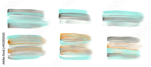 Acrylic paint stroke. Colorful, gold and silver paint. Grunge background. Acrylic pastel colors, golden, silver paint splatter. Grungy overlay.