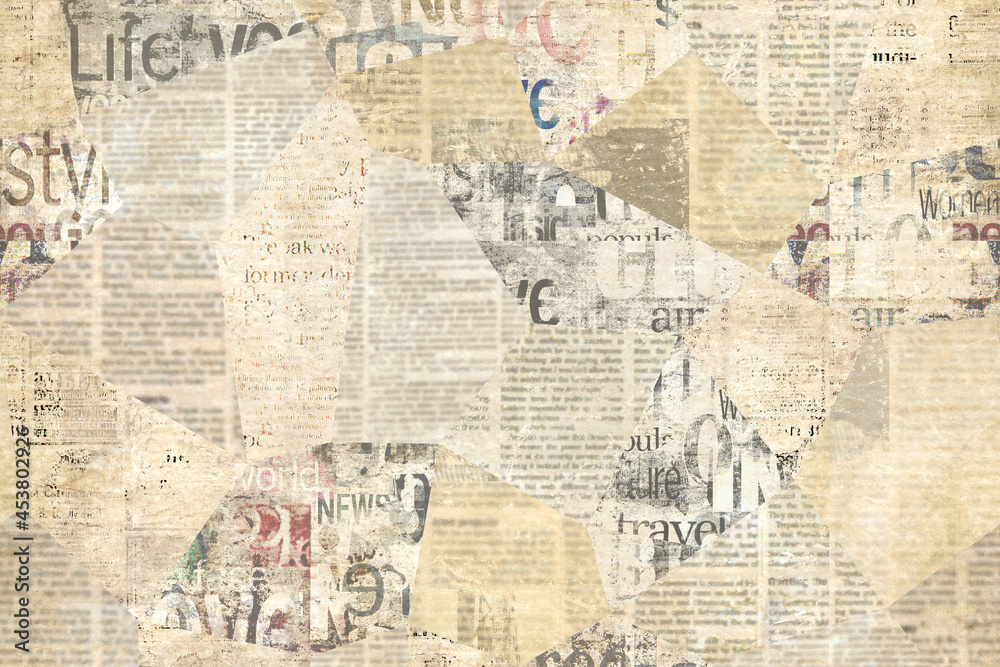 Newspaper Paper Grunge Vintage Old Aged Texture Background Stock