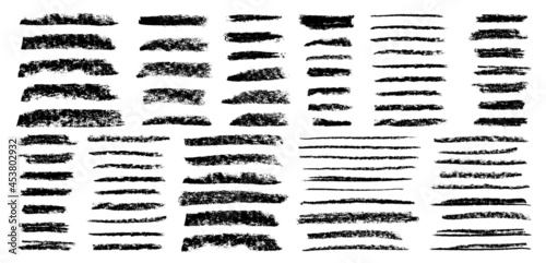 Coal pencils strokes grunge vector collection. Coal pencil colorful lines. Chalk texture. Highly detailed grunge. Colorful pastel strokes.