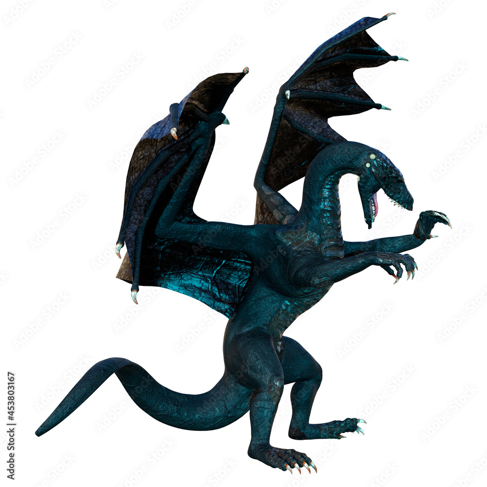 3D Rendering Fairy Tale Dragon on White