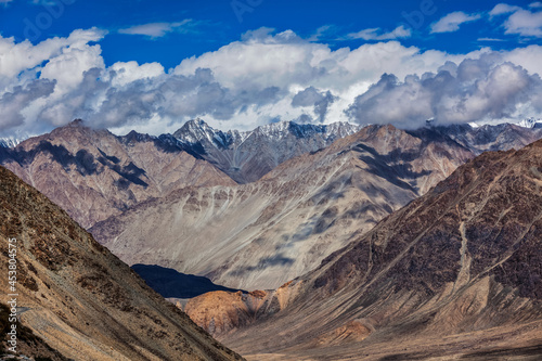 View of Himalayas near Kardung La pass. Ladakh, India