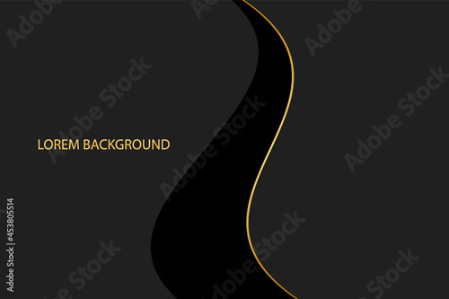 Original cover design, horizontal vector template. Geometric black background for text with a vertical insert with a golden outline Vector graphics for presentations, business pages, brochures, invita