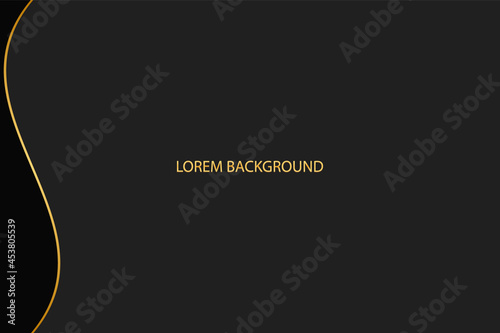 Abstract cover design, horizontal vector template. Geometric black background for text with insert insert with golden outline Vector graphics for presentations, business pages, brochures, invitations,