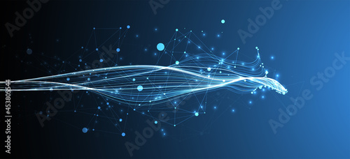 Abstract flowing wave lines. Design element for technology, science, modern concept.