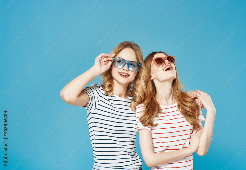 cheerful women in hats entertainment isolated background