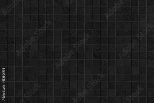 Pattern clean grid uneven design. Dark ceramic tiles texture background. Black and white, black background, black texture, Black tile texture