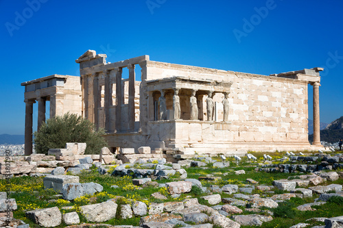 Ancient temple Erechteion in Acropolis, Athens, Greece