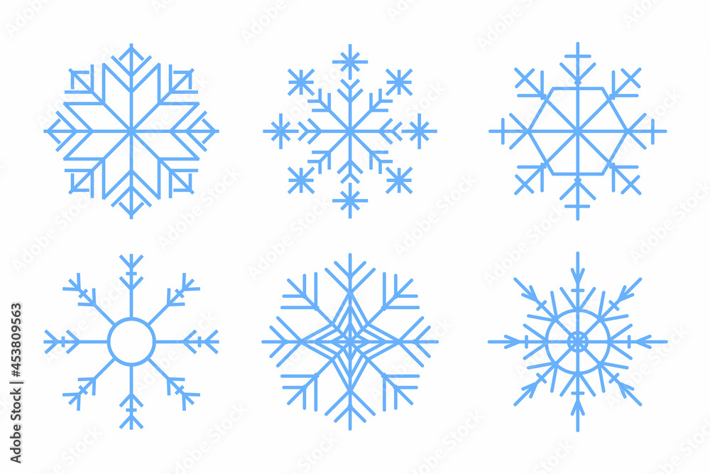 Christmas design vector. Snowflake icon. Icon set of snowflakes. Vector illustration. Christmas design vector. Snowflake icon. Icon set of snowflakes. Vector illustration.