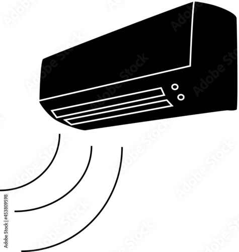 風を送るエアコンのシルエット素材