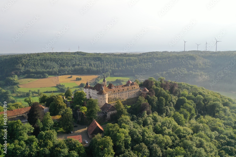 Aerial shot of Langenburg Castle, Germany 