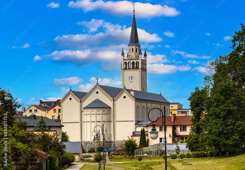 Parish church of Saint Catherine of Alexandria at Rynek Market Square in Bytow historic city center in Kaszuby region of Poland