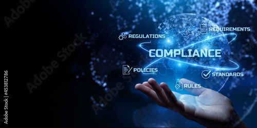 Compliance. Regulation. Standard. Rule. Business internet technology concept. photo