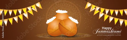 Happy janmashtami indian festival celebration banner