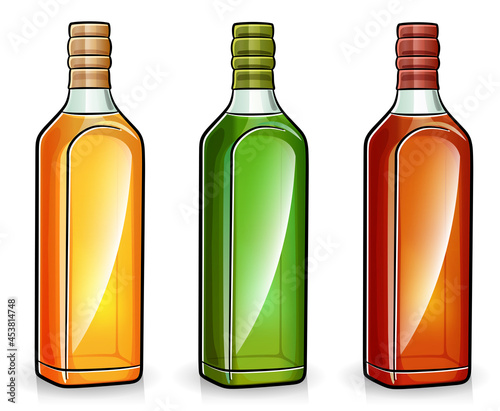 alcohol bottles on white background