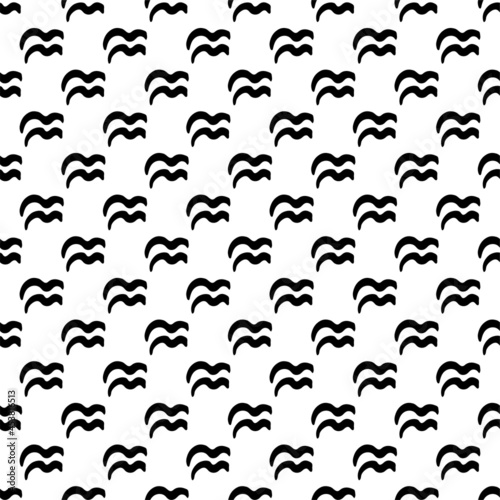 Aquarius hand-drawn black symbols on white vector seamless pattern. Simple astrological signs endless texture. Perfect for wrapping paper, textile, pillows