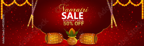 Happy navratri sale banner  and background