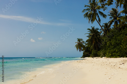 Fototapeta Naklejka Na Ścianę i Meble -  Empty, sandy beach on  Maldives islands