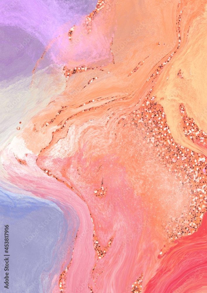 Obraz premium abstract fluid art pink background with glitter