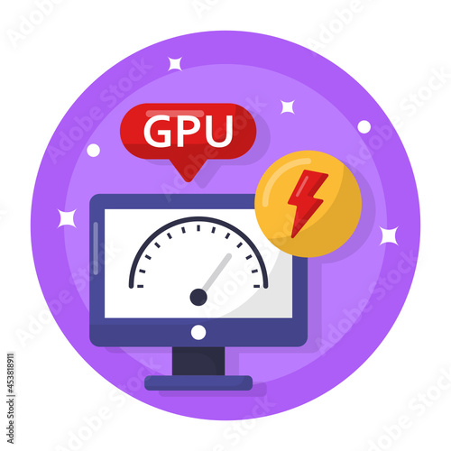 GPU Monitor Concept, CPU or Graphics Card Temp Checker Vector Icon Design, Esports or mind sport Symbol, Electronic sports Equipment Sign, Video gaming hardware Stock illustration