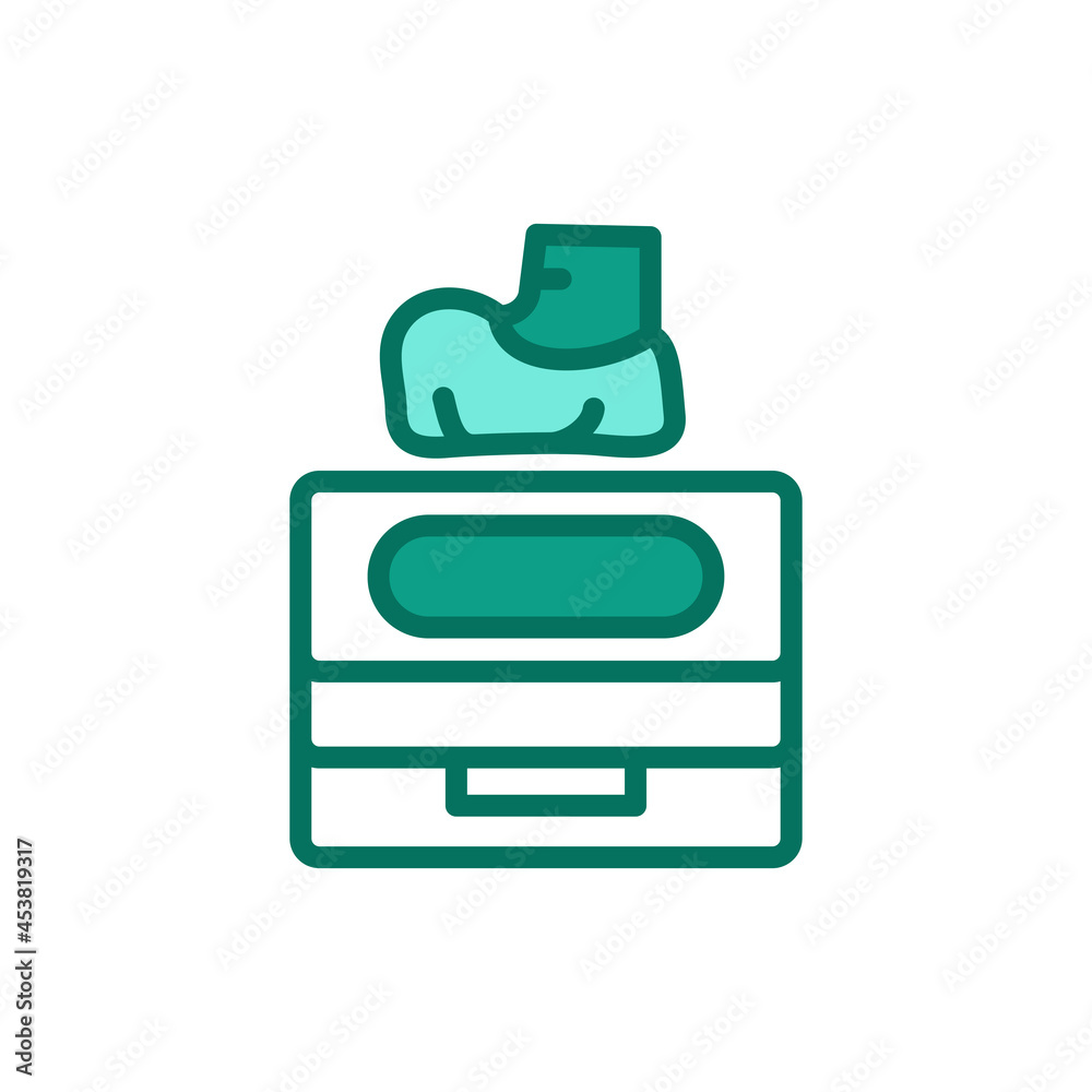 Automatic shoes covers dispenser machine color line icon. Isolated vector element. Automatic shoes covers dispenser machine color line icon. Isolated vector element.
