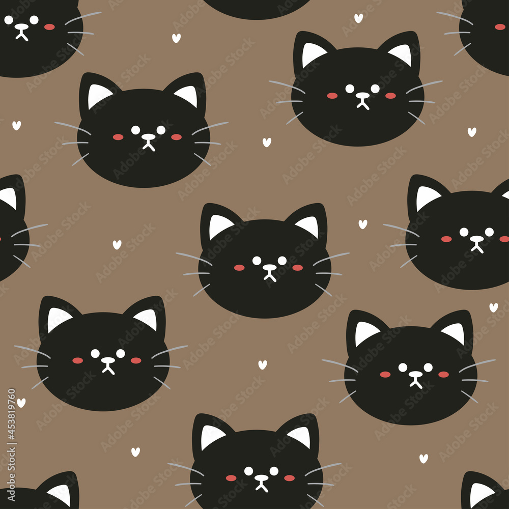 Seamless pattern with cute cat for fabric print, textile, gift wrapping paper. colorful vector for textile, flat style Seamless pattern with cute cat for fabric print, textile, gift wrapping paper. colorful vector for textile, flat style