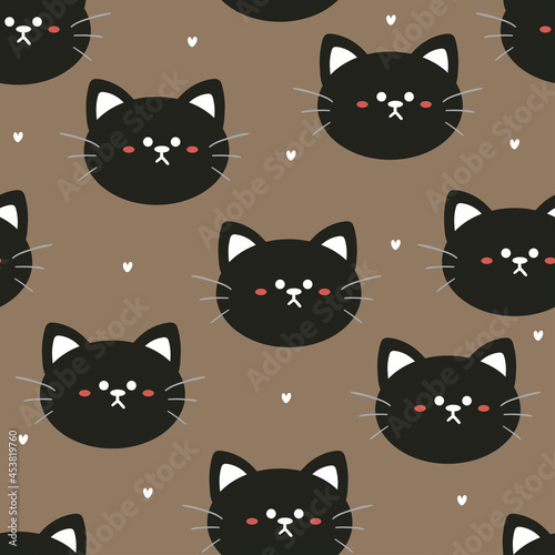 Fototapeta Naklejka Na Ścianę i Meble -  Seamless pattern with cute cat for fabric print, textile, gift wrapping paper. colorful vector for textile, flat style