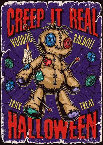 Halloween night vintage colorful poster