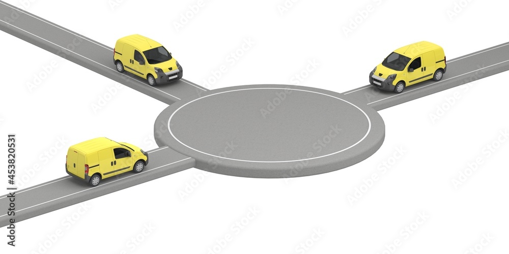 template area where do yellow cars drive from different directions