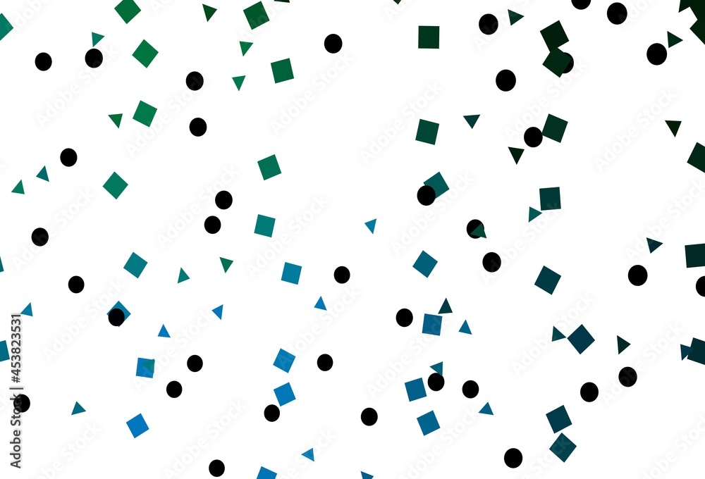 Light Blue, Green vector template with crystals, circles, squares.