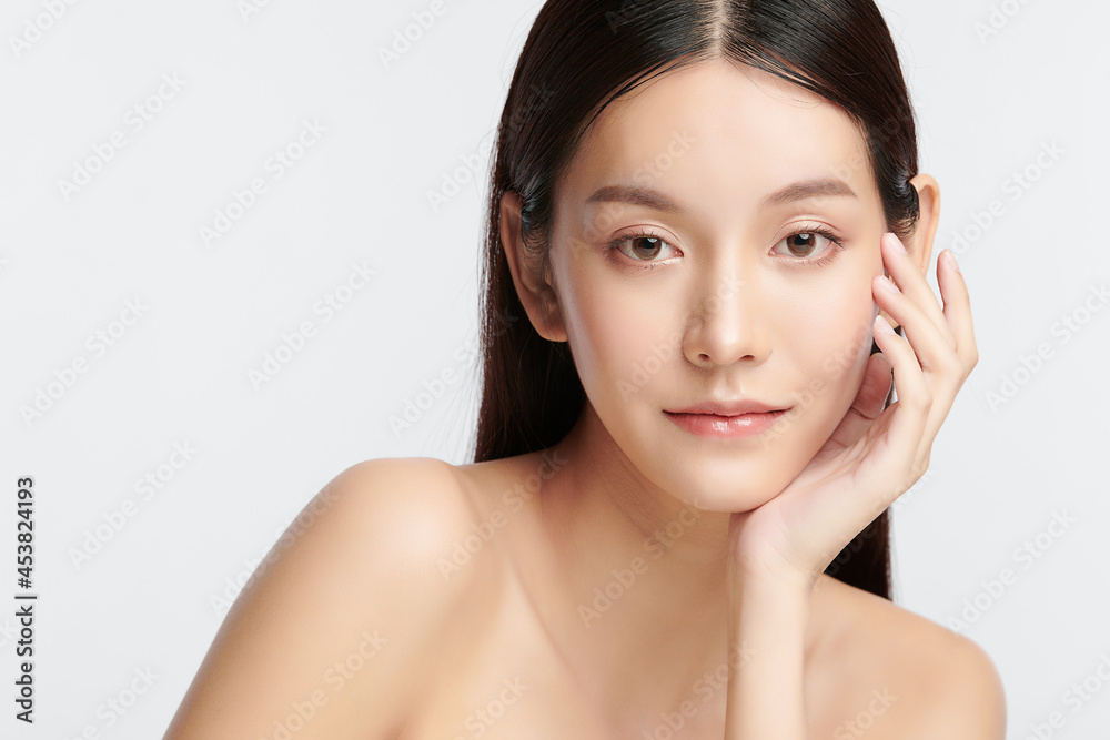 Beautiful young asian woman with clean fresh skin on white background, Face care, Facial treatment, Cosmetology, beauty and spa, Asian women portrait. Beautiful young asian woman with clean fresh skin on white background, Face care, Facial treatment, Cosmetology, beauty and spa, Asian women portrait.
