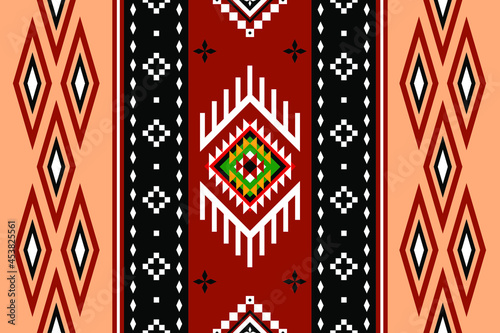 Geometric ethnic oriental seamless pattern traditional Design for background,carpet,wallpaper.clothing,wrapping,Batik fabric,Vector illustration.embroidery style - Sadu, sadou, sadow or sado