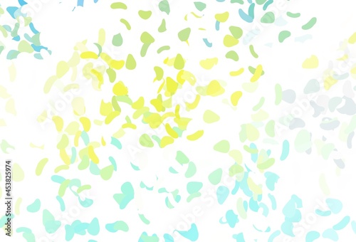 Light green, yellow vector pattern with chaotic shapes.