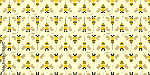 Bee illustration background. Seamless pattern. Vector. 蜂イラストのパターン
