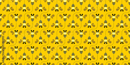 Bee illustration background. Seamless pattern. Vector. 蜂イラストのパターン 