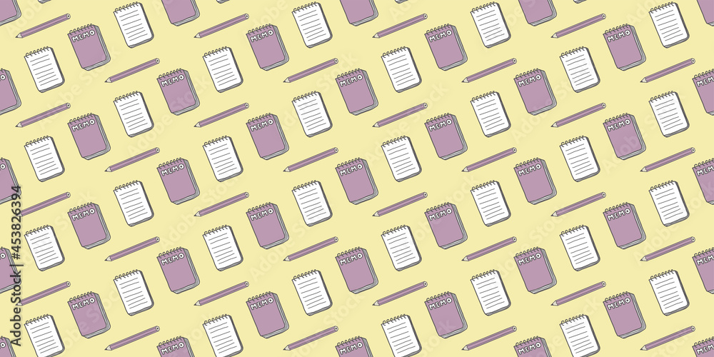 Notepad illustration background. Seamless pattern.Vector. メモ帳のパターン