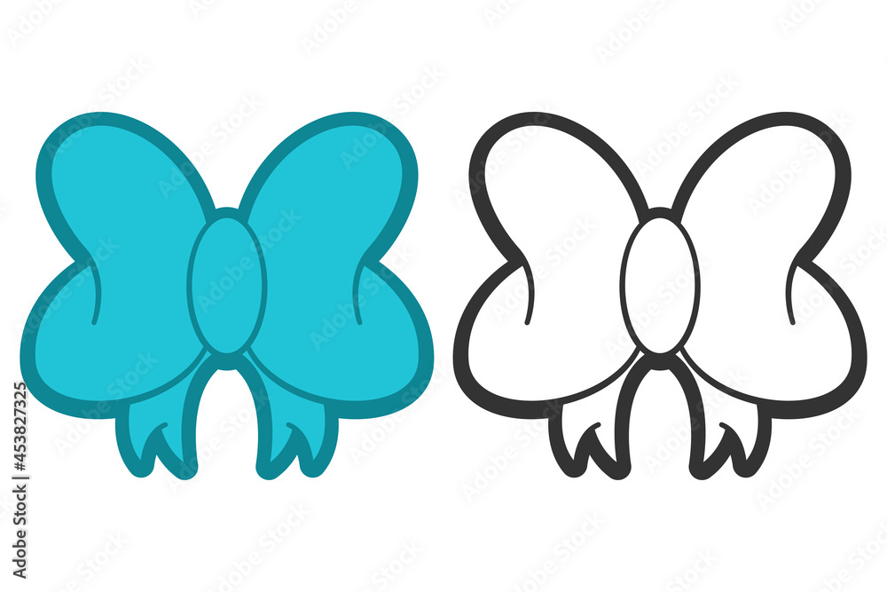 Blue bow vector cartoon icon isolated on a white background. Blue bow vector cartoon icon isolated on a white background.