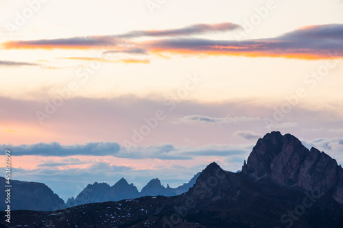 Fototapeta Naklejka Na Ścianę i Meble -  Sunset in Dolomites mountains, Alps, northern Italy