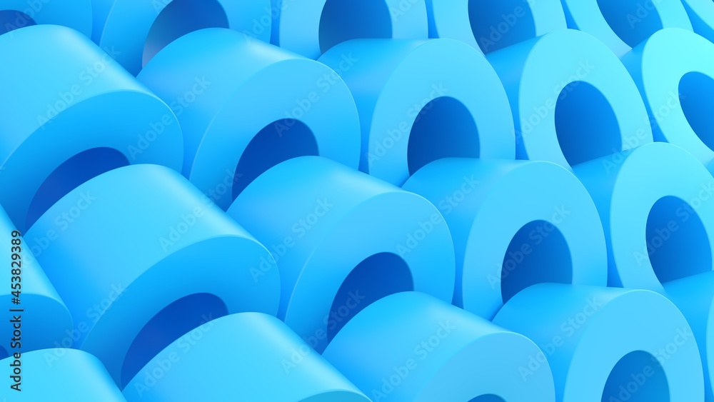 Obraz premium minimal background abstract blue blue cylinders pipes modern 3d render
