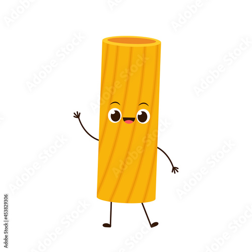 Rigatoni noodle character design. Rigatoni noodle vector. Rigatoni noodle on white background.