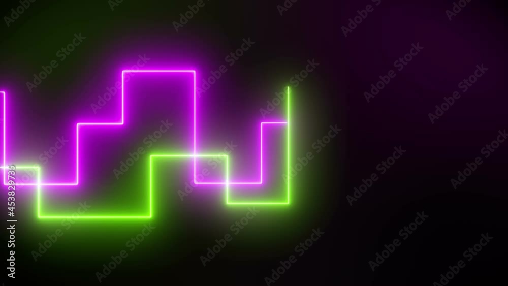 Video animation of glowing moving neon lines in green and magenta - abstract background Video animation of glowing moving neon lines in green and magenta - abstract background