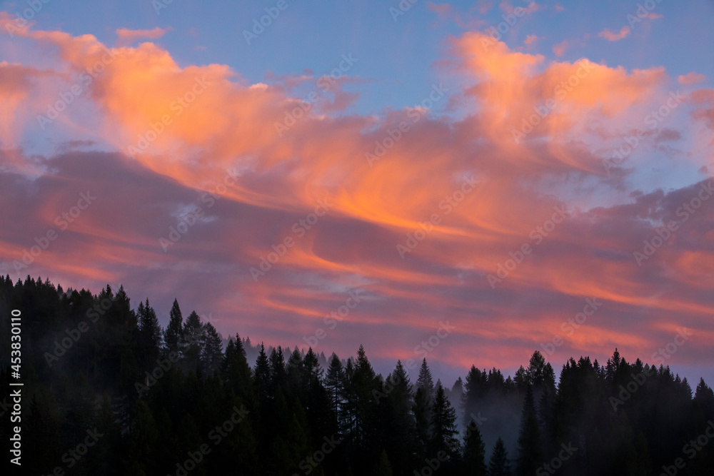 Fototapeta premium Sunset in Dolomites mountains, Alps, northern Italy