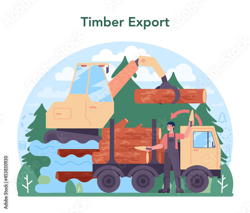 Timber industry and wood production concept. Logging