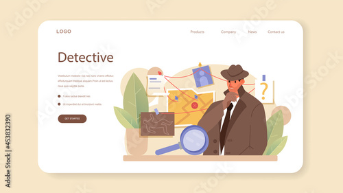 Professional detective web banner or landing page. Agency investigating