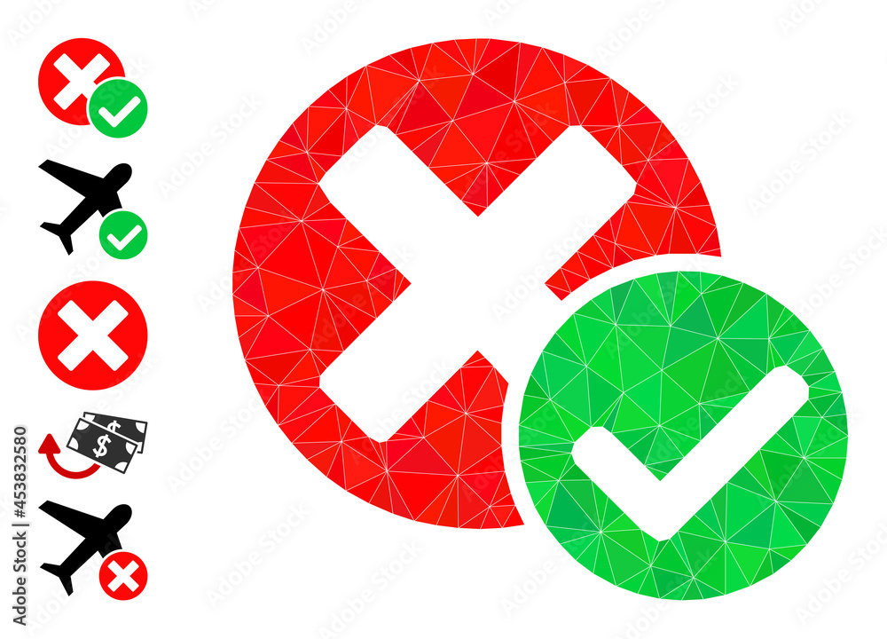 Obraz premium Triangle true negative polygonal 2d illustration, and similar icons. True Negative is filled with triangles. Lowpoly true negative constructed with scattered color triangles.