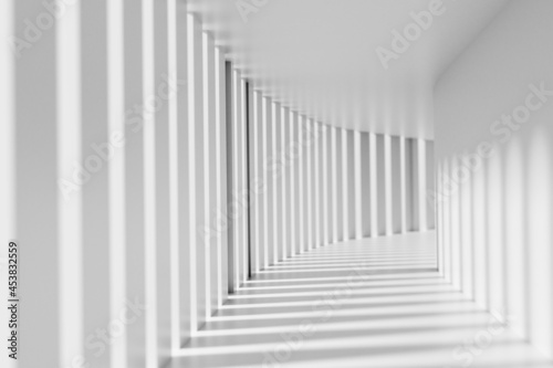 white walking way interior design, 3d illustration rendering
