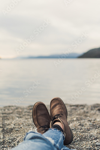 feet on the beach. Vacation concept.
