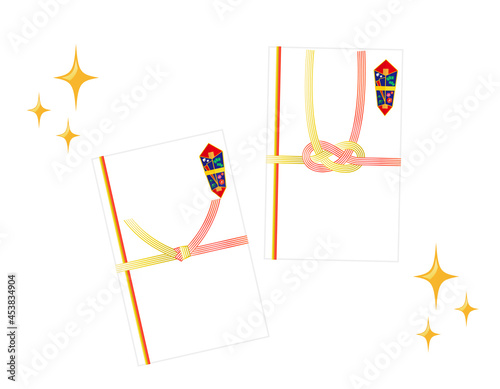 ご祝儀袋とベクターイラスト 熨斗 水引