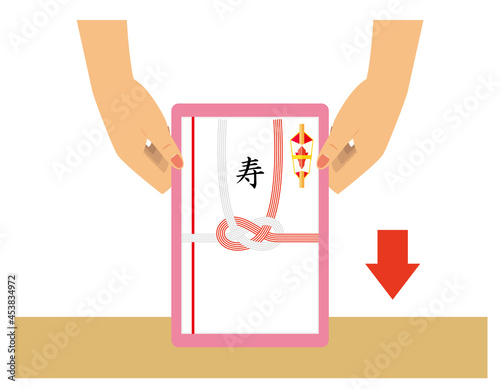 ご祝儀袋とふくさのベクターイラスト 熨斗 水引